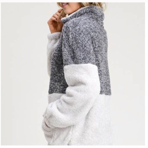 1 Left! - Gray & White Fuzzy Pullover - Picture 4 of 5